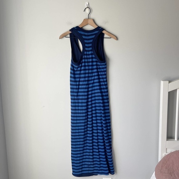 Enza Costa Women's Blue Stripe Double Layer Midi Tank Dress Size Medium M - Picture 4 of 5